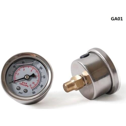 Fuel Press Pressure Regulator 1/8 Inch NPT Liquid Fill Oil Gauge Fuel Meter 0-160 psi TK-GA01