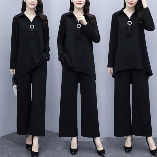 2021 spring fashion casual wide leg pants 2-piece set pastel ensemble femme deux pieces survetement femme 2 piece