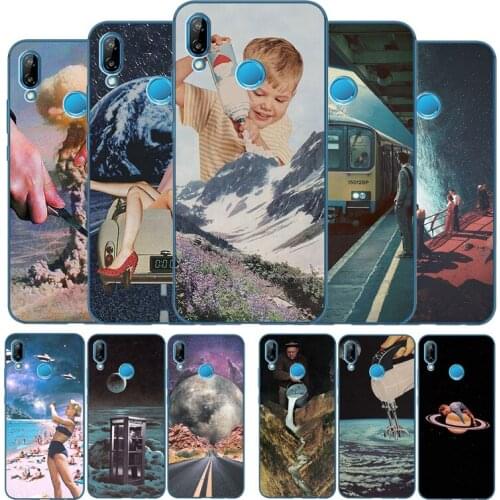 Vintage Trippy Art case For Huawei P8 P9 P10 P20 P30 P40 Psmart Lite Plus Pro Phone cases Y5 Y6 Y7 2017 2018 soft Cover