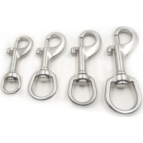 High Quality 304 Stainless Steel L70MM/80MM/90MM/105MM/115MM Silver Trigger Bolt Snap Clip Hook with Swivel-Eye for Pet Chains