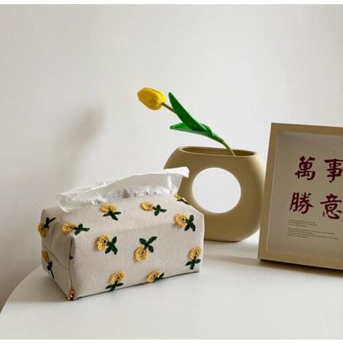 Japanese Small Flower Tissue Box Light Luxury Carton Living Room Dining Room Decoration Napkin Cover Lovely Cloth Cover