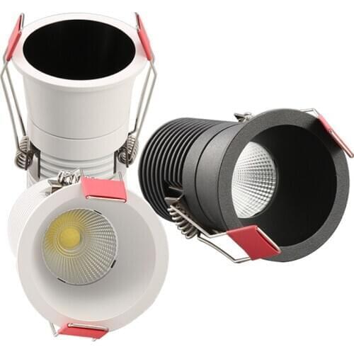 Dimmable Anti Glare COB LED Downlights 7W/12W LED Ceiling Spot Lights Warm Cold White Background LED Lamps Indoor Lighting