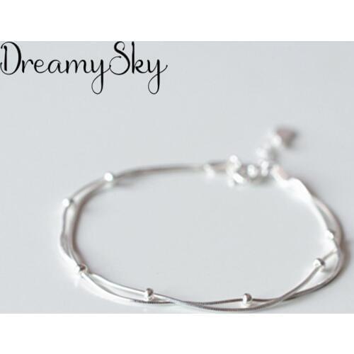 Bijoux Summer Trendy Silver Color Beads Ball Bracelets For Women Bohemia Fashion Girls Charm Bracelets Wedding Jewelry