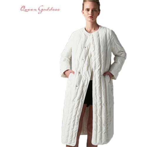 Winter new list loose and Wide-waisted style elegant solid white color women warm 90 white duck long down jacket thicken parkas