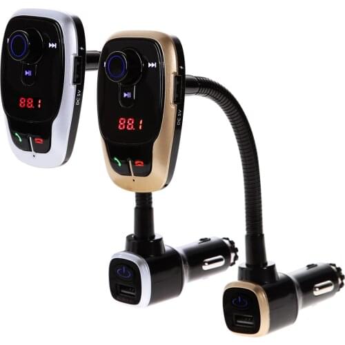 Gold Wireless Bluetooth-compatible FM Transmitter Car Kit With USB Charger Handsfree USB/SD Card LCD Screen+3.5mm line-in jack