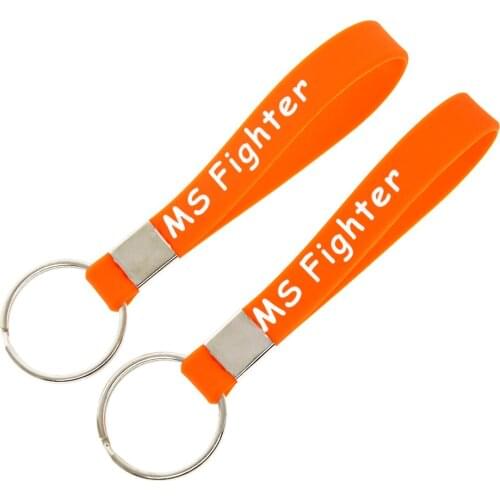 1PC Ms Fighter Never Give Up Silicone Wristband Keychain Orange Debossed Logo