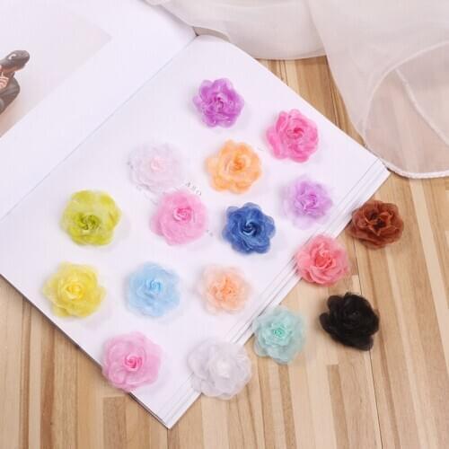 10pcs 4cm Mini Silk Rose Artificial Flower Head For Wedding Box Decoration Headmade Scrapbooking Accessories Fake Flowers