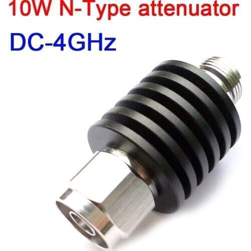 10W N-Type RF coaxial attenuator 1db,2db,3db.5db,6db.10db.15db.20db.30db,40dB, DC-4GHz 50ohm for power meter Spectrum Analyzer