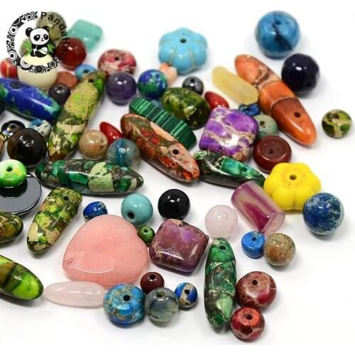 200g Mixed Shape Mixed Natural & Synthetic Stone Beads for Jewelry Making 6~34x6~20.5x4~8mm Hole: 1~2mm 200g/lot