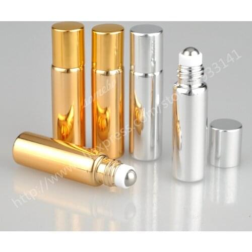 300pcs/lot 5ml and 10ml gold silver Electroplated glass ball oil sub-bottled bottles empty bottles of eye cream smear vials