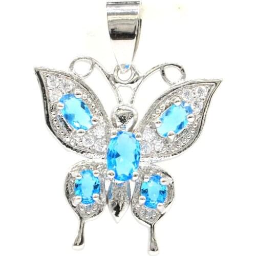 32x19mm Pretty Oval Shape Created Fire Rainbow Mystic Violet Topaz White CZ Ladies Silver Pendant