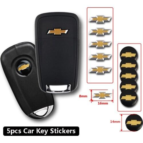 5pcs Car Remote Key Badge Emblem Replacement Button Stickers For Chevrolet Captiva Trax Equinox Cavalier Cruze Malibu Camaro