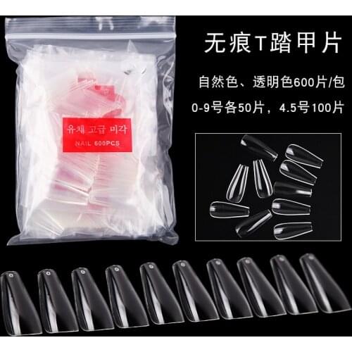 500/600pcs/bag ABS Nail Tips Coffin Almond Nail C Curved Straight Manicure Full Cover and Half Sticker False Fake Nail *TD