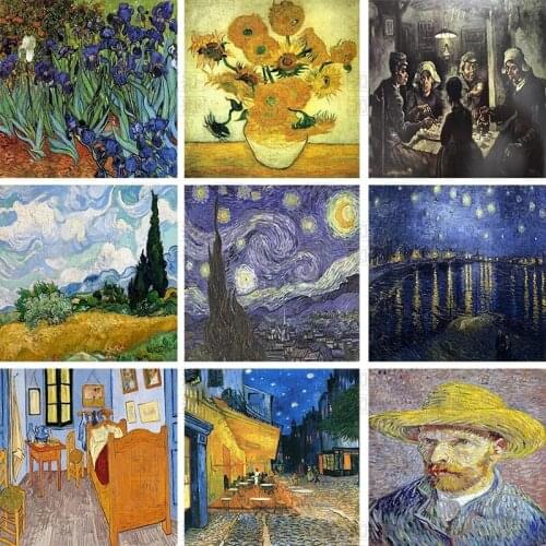 5D Diy Diamond Van Gogh Art Painting Artwork Self-Portrait Sunflower Mosaic Full Square Round Drill Embroidery Home Decor Gift