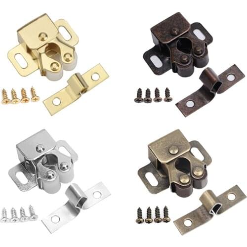 8pcs Catch Stop Latch Closer Damper Buffer With Screws Cabinet Door Magnets Double Roller Wardrobe Hardware Furniture Fittings