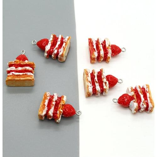 6pcs Cute Resin Multi-layer Cake Food Charms For Earring Key Chains Diy Accessory Simulation Foods Pendant Jewelry Make