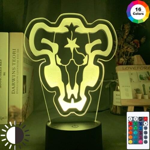 Acrylic Led Night Light Black Clover Black Bull Model Nightlight for Kids Child Bedroom Decor Bedside Desk Lamp Dropshipping