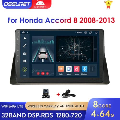 Head Unit Car Radio 10.1" 2Din Android 10 GPS Navi Multimedia car no dvd Player For 2008-2013 Honda accord 8 2+32 4GWIFI DAB OBD