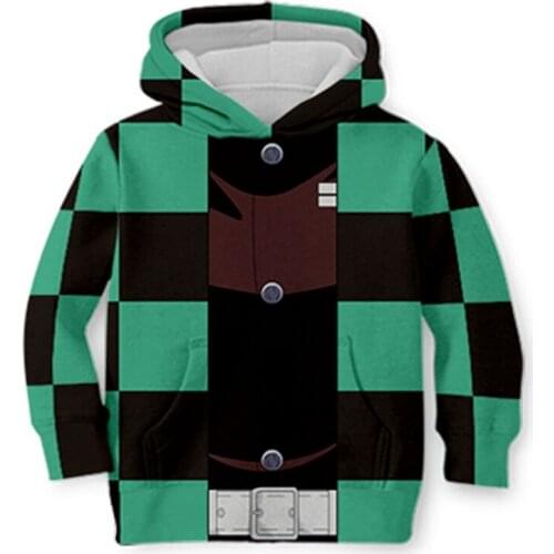 Children and Adults Demon Slayer Cosplay Costume Hooded Sweater Kamado Tanjirou Kimetsu no Yaiba Hoodie 3D Printed Sweatshirts