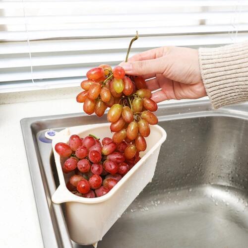 Sink Filter Kitchen Triangular Sink Strainer Drain Vegetable Fruit Drainer Basket Suction Cup Sponge Rack Storage Filter Shelf