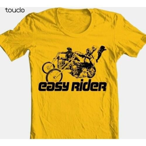 Easy Rider T-shirt retro classic 1970s movie 100% cotton graphic film gold tee