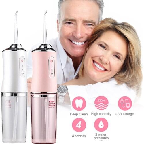 Oral Irrigator USB Rechargeable Water Floss Portable Dental Water Flosser Jet 220ml Irrigator Dental Teeth Cleaner+4 Jet New