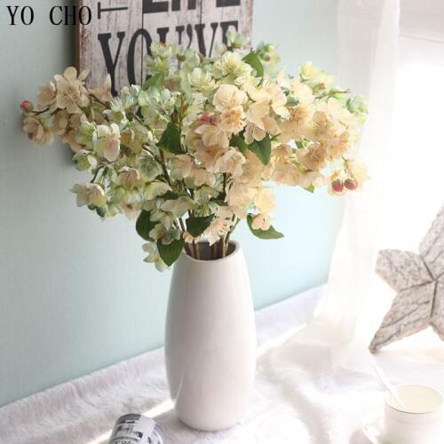 YO CHO Cherry blossoms Artificial Flowers Silk Wedding Decoration Fake Christmas Plant Succulents flores para decora Home