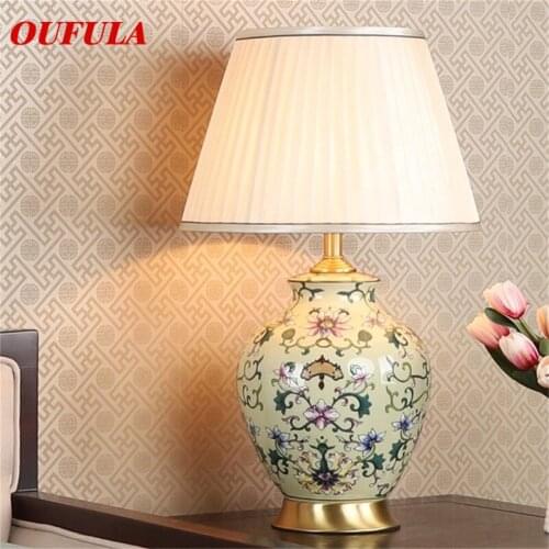 8M Ceramic Table Lamps Desk Luxury Modern Dimmer Copper Contemporary Fabric for Foyer Living Room Office Creative Bed Room