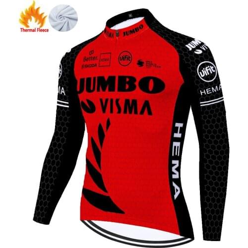 2021 JUMBO VISMA Winter Thermal Fleece Camisa Masculina Invierno Hombre Maillot Camiseta Bicicleta Jersey Ciclismo Ciclismo