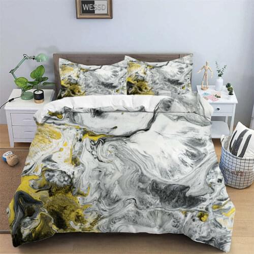 Abstract Ink Painting Luxury Bedding Set Duvet Cover Set Yellow Gray Single Double Bed Covers Twin Queen King Quilt Cover
