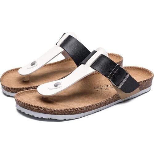 Summer Mens Cow Suede Leather Mule Clogs Slippers High Quality Soft Cork Two Buckle Slides Footwear for Men Women Unisex 35-45