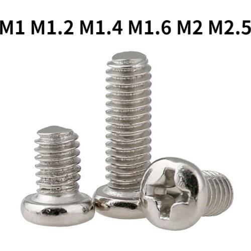 Nickel Plated Round Head Phillips Electronic Screw Nickel Plated Pan Head Phillips Small Screw M1 M1.2 M1.4 M1.6 M2 M2.5