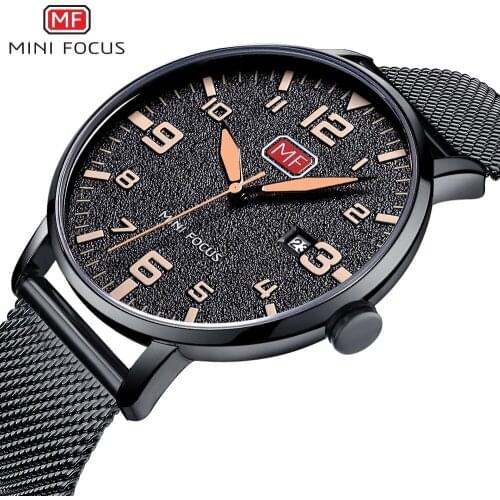 MINI FOCUS Wristwatch Mens Watches Quartz Fashion Thin Clock Men Watches 2021 Luxury Brand Stainless Steel Watch Strap Calendar
