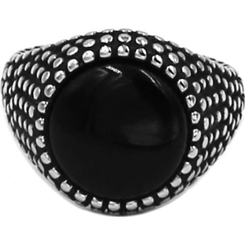 Fashion Band Biker Signet Nails Ring Stainless Steel Jewelry Punk Black Stone Motor Biker Men Women Ring Wholesale SWR0816