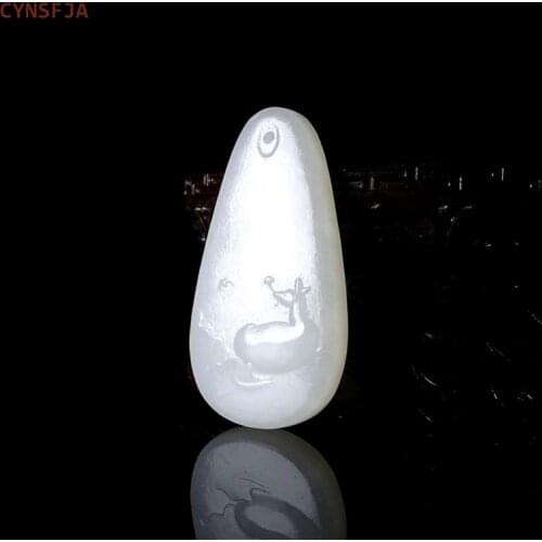 CYNSFJA New Real Certified Natural Hetian Jade Nephrite Lucky Amulets Wealthy Jade Pendant Hand Carved High Quality Best Gift