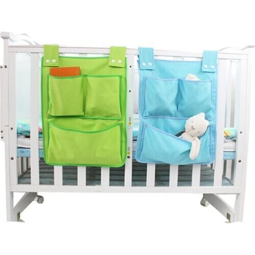 New Cartoon Rooms Nursery Hanging Storage Bag Baby Cot Bed Crib Organizer Toy Diaper Pocket For Newborn Crib Bedding Set 45*35cm