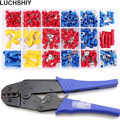 Terminals Crimping Pliers Hand Tool Sets 0.5-6mm2 Crimping Pliers + 175/300pcs Tube Insulation Terminals Crimper Crimping Tools