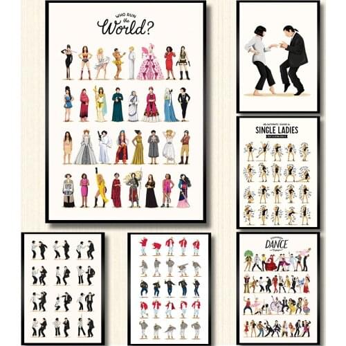 Pulp Fiction Poster Art Print Classic Movie Poster Abstract Minimalist Wall Art Dancing Canvas Painting Wall Pictures Home Decor