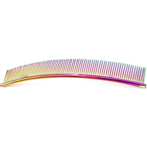 Professional Dog Cat Curved Grooming Comb Stainless Steel Pet Comb Dense Teeth Cleaning Brush Hair Removal Pet Supplies