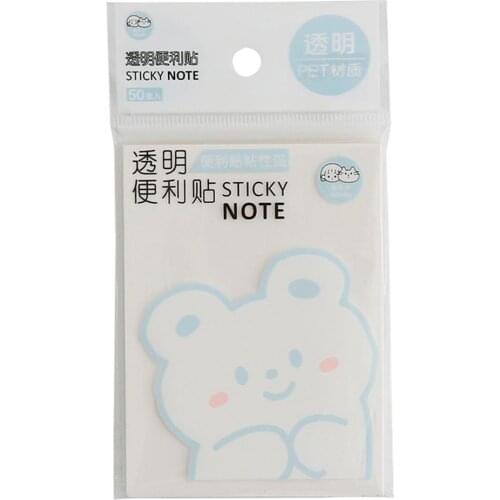 50 Sheets Transparent Sticky Notes Pad Strong Self-Stick Notes Pads Waterproof Memo Pads School Stationery Supplies