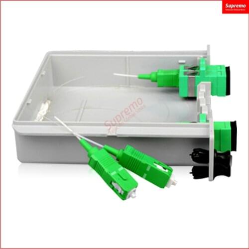 Lot sale 10pcs SC APC PLC 1X2 splitter Fiber Optical Box FTTH PLC Splitter box with 1X2 Planar waveguide Optical splitter casset