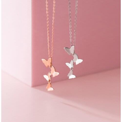 Real 925 Sterling Silver Cute Butterfly Sweet Choker Necklace Boho FINE Jewelry For Women Party Trendy Accessories Gift