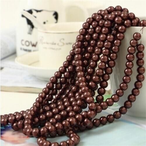Loose 3mm-10mm Coffee Color Fake Pearl DIY Hand Craft Round Glass Imitation Pearl Beads Clothing&Garment Nail Art Decoration