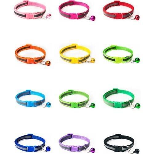 Reflective Adjustable Bells Pet Collars Fashion Nylon Buckles Dogs Cats Collar Puppy Supplies Accessories Wholesale Dropshipping