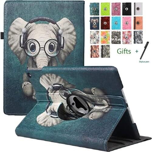 360 Rotating Tablet Case for iPad 2/3/4/iPad(5th/6th Gen)9.7"/iPad(7th/8th Gen)10.2"/ipad 10.5" Bracket Protective Cover+Stylus