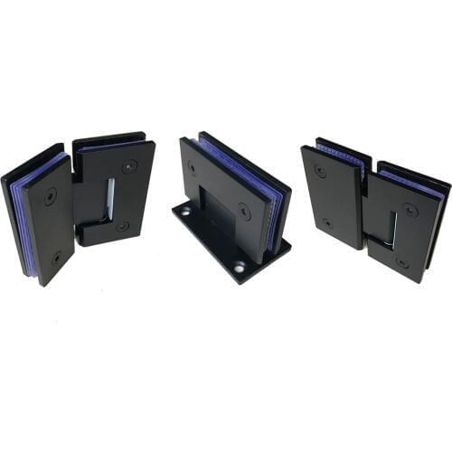 High Quality 2PCS 304 Stainless Steel Frameless Shower Glass Door Hinges Black Glass Fixed Clamps Clips Holder Brackets