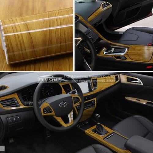 High Glossy Wood Grain Textured Vinyl Sticker DIY Film Wrap Automobiles Waterproof Vinyl Self Adhesive PVC Carbon Car Decoration