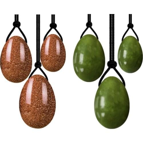 Yoni Egg Set Natural Jade Egg Kegel Women Vaginal Muscle Tighten Crystal Ball Gold Sandstone Pelvic Kegel Exercise Ball Massager
