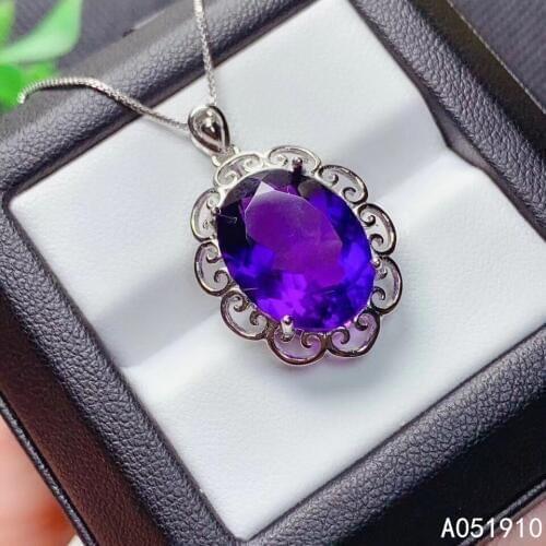 KJJEAXCMY boutique jewelry 925 sterling silver inlaid Amethyst necklace Womens pendant popular