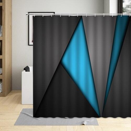 Stylish Abstract Background Shower Curtain Orange Blue Gray Overlap Design Geometric Art Decor Bathroom Bath Curtains With Hooks